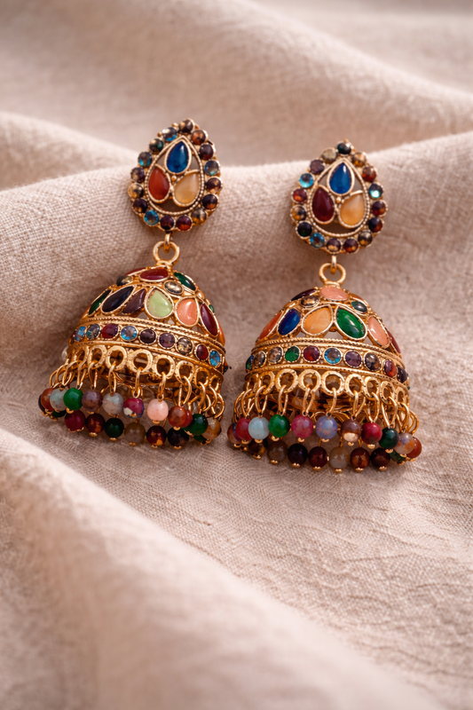 Multicolor Stone Jhumka Earrings